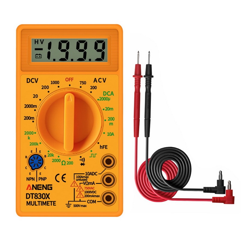DT9205A + Digitale Multimeter Ac/Dc Profesional Transistor Tester Elektrische Esr Ncv Test Meter Analoge Auto Range Multimetro: DT830X  yellow