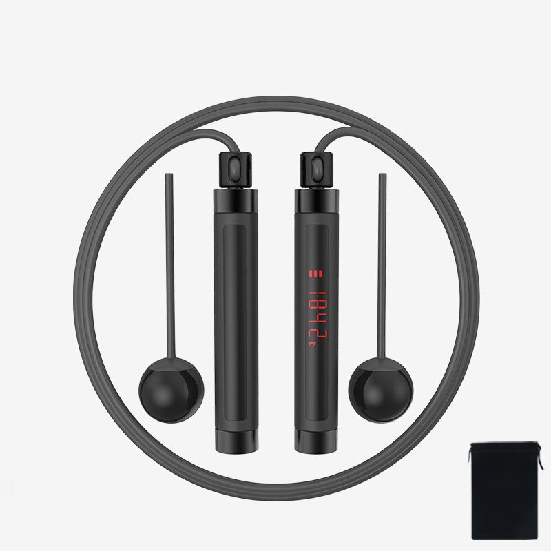 Smart bluetooth skipping rope with app connect cordless skipping rope workout equipments heavy jump rope jump rope with counter: Black