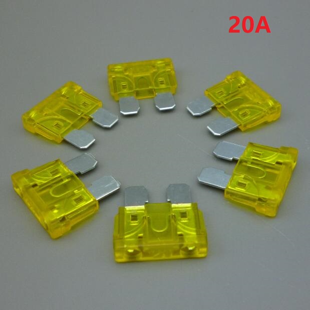 Shhworldsea medium bil blad sikringer sortiment standard sikring 1a 2a 3a 5a 7.5a 10a 15a 20a 25a 30a 35a 40a bil bil lastebil: 20a-20 stk