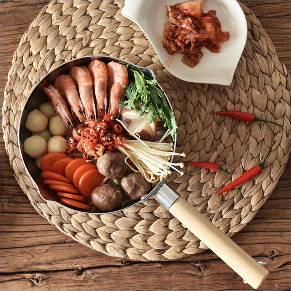 Sartén antiadherente japonesa para Fideos, accesorios de cocina, olla de leche, olla de aluminio con mango de madera, vajilla, herramientas de cocina casera