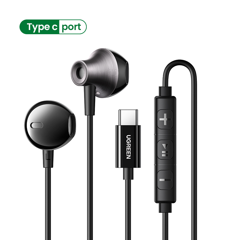 UGREEN Auriculares semiabiertos con cable USB tipo C de 3,5 mm con micrófono, auriculares con cable, auriculares estéreo HiFi, para la mayoría con conector de 3,5 mm: Verde