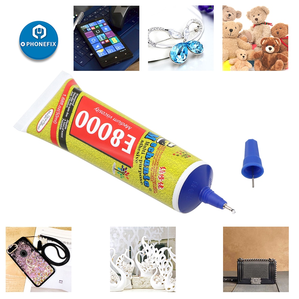 Mekaniker 15ml 50ml 110ml genomskinligt lim  e8000 industrilim flytande lim pasta lim glas träsmycken lcd reparation