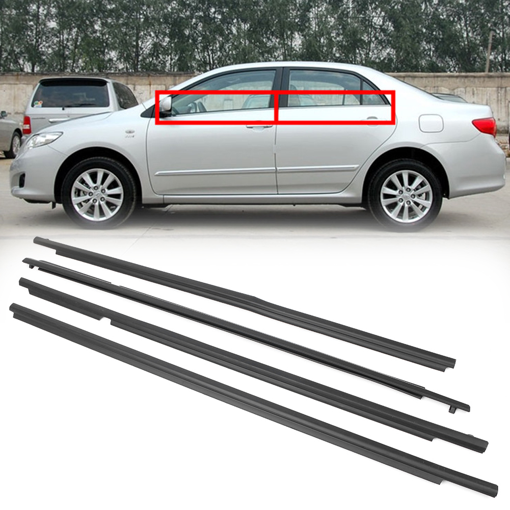 Window Door Belt Molding Weather-strip Strip Wind Rain Deflector Set for Toyota Corolla