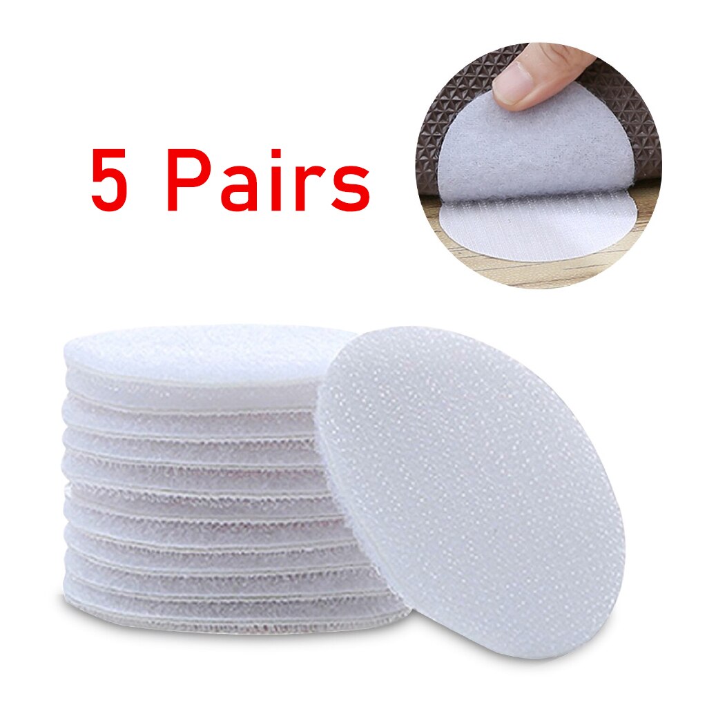 5/10 Pairs Sterke Zelfklevende Sluiting Dots Stickers Zelfklevende Haak Lus Tape Voor Laken Sofa Mat Tapijt Anti Slip mat Pads: 5Pairs (White)