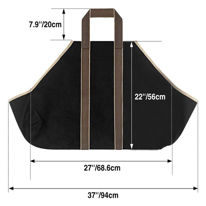 Large Canvas Firewood Carrier Log Tote Bag Indoor Fireplace Log Carrier Holders