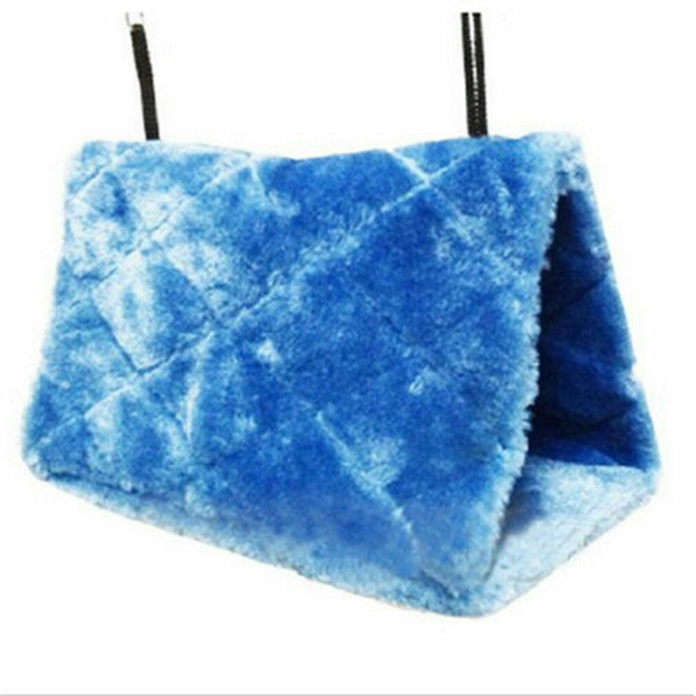 Square Bird Parrot Nest Soft Plush Bird Parrot Hammock Warm Hanging Bed For Pet Cave Cage Hut Tent Toy House for Small Animals: Blue