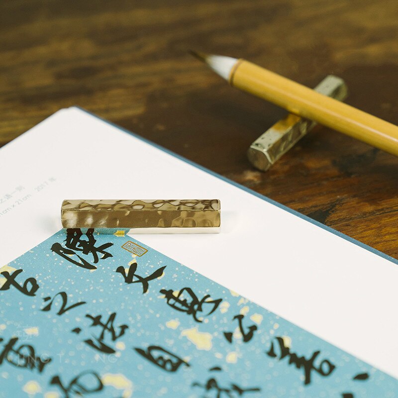 Kleine Paperweights Messing Student Portalbe Stabiele Paperweights 1Pcs Chinese Brush Pen Schilderen Rijst Papier Drukken Paperweights