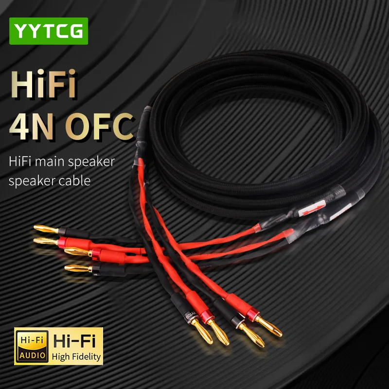 Yytcg et par hifi højttaler lydkabel 4n ofc højttalerledning med bananstik højttalerkabel egnet til højttalere