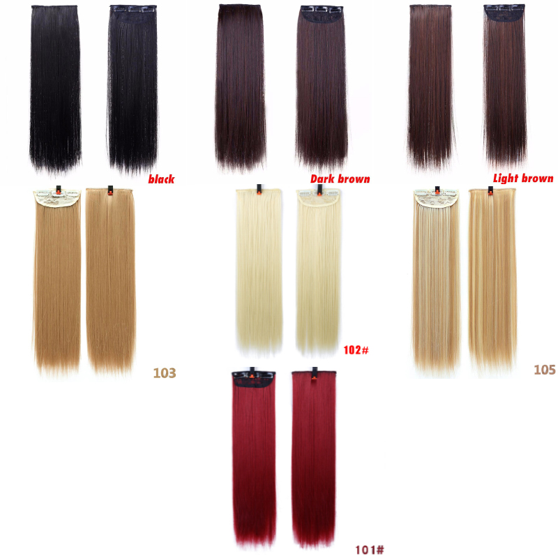 3 Clips In Extensions 45CM Straight Hairpieces for white women Synthetic high temperature fiber Hair 3pieces a head