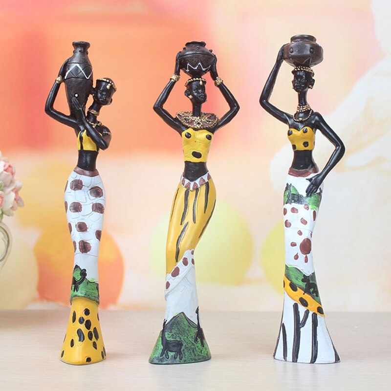 3 stuks retro vaas afrikaanse vrouw beeld exotische hars cultuur beeldjes set voor thuis hotel woonkamer decoratie ambachtelijke ornamenten jaar