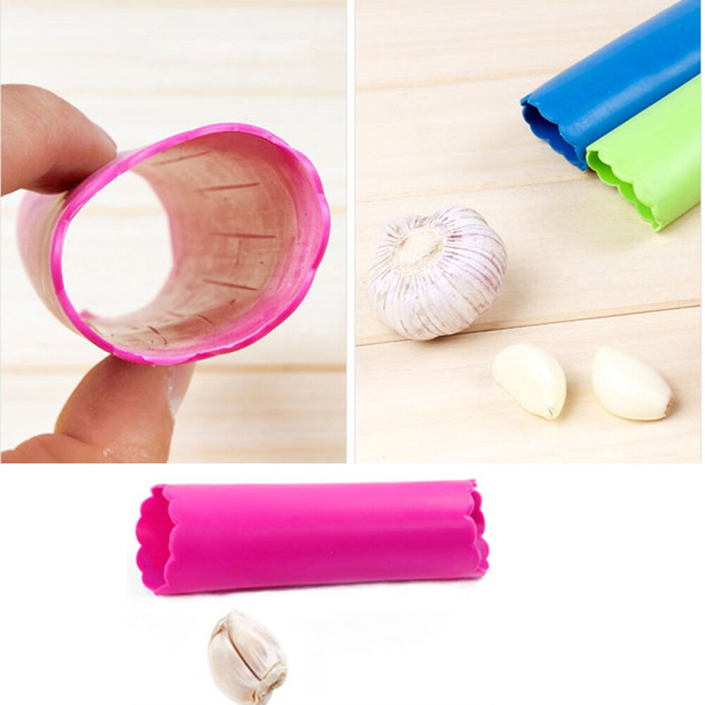 3er Set Silikon-Knoblauchschäler – Einfache Roll-Technik, 14 Cm Lang, In Gelb, Grün & Schwarz, Spülmaschinenfest