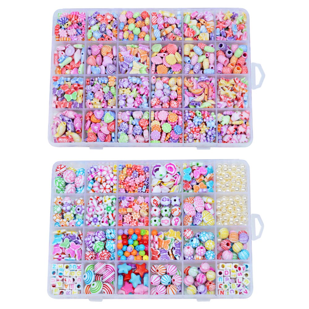 2 kasser perlesæt sjove diy perler uddannelsesperler legetøj piger håndlavede perler til armbånd halskæder smykker: Default Title