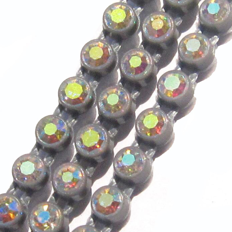 SS8 10 Meter Kunststoff Strass Streifenbildung Für einheimisch Perlen Schmuck Ohrring Strass Trimmen Kleidung Zubehör: grau