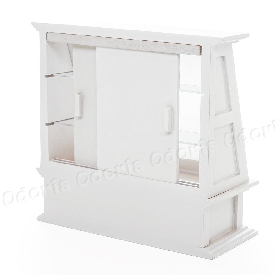 Odoria 1:12 Miniatuur Wit Bakkerij Taart Kabinet Teller Voedsel Opslag Showcase Mini Winkel Meubels Poppenhuis Accessoires Decor