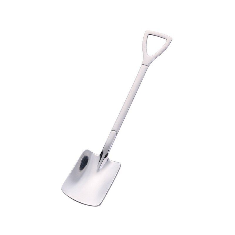 Cuchara de Metal para helado en forma de pala, para té, postre para el té de la tarde, mango largo, herramienta de cocina, 3 colores, 1 ud.
