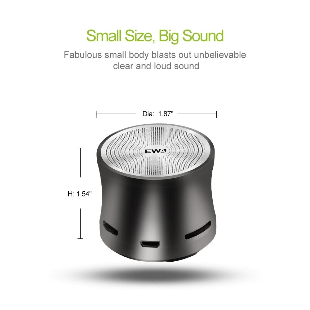 Ewa A109Mini Bluetooth Speaker Super Booming Bas Vervorming-Gratis Op Maximaal Volume Uiterst Compact Size Ultra-Draagbare