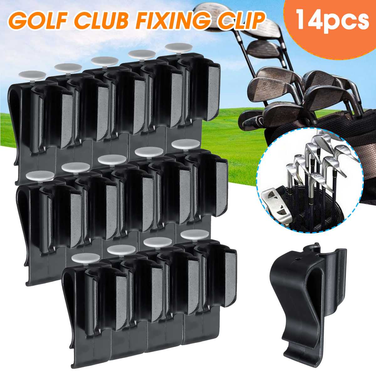 Premium 14 pcs Sports Golf Bag Clip On Putter Clamp Holder Putting Organizer Club Golf Club Grips Golf Equipment
