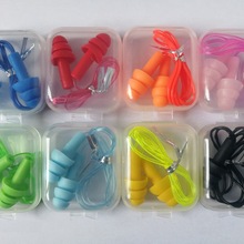 4pieces box-packed comfort earplugs noise reduction silicone Soft Ear Plugs PVC rope Earplugs Protective for Swimming for sleep