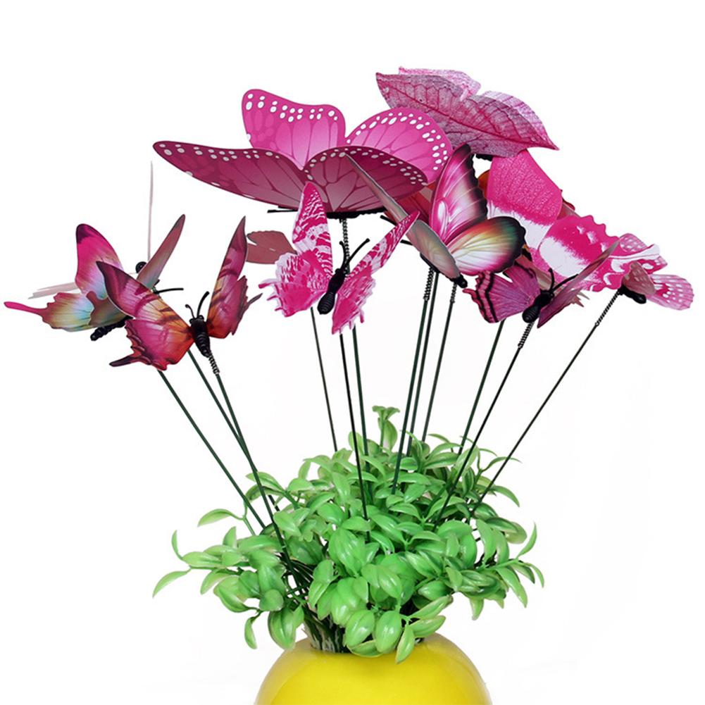 Grøn plante dekoration 12 stk simulation sommerfugle stang urtepotte vase havearbejde bonsai grøn plante dekoration #eo