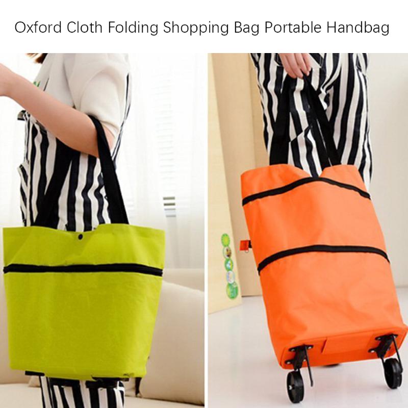 Oxford Tuch Falten Einkaufstasche Tragbare Große Kapazität Shopping Lebensmittel Organizer Trolley Tasche Weibliche Frauen Dame Handtasche