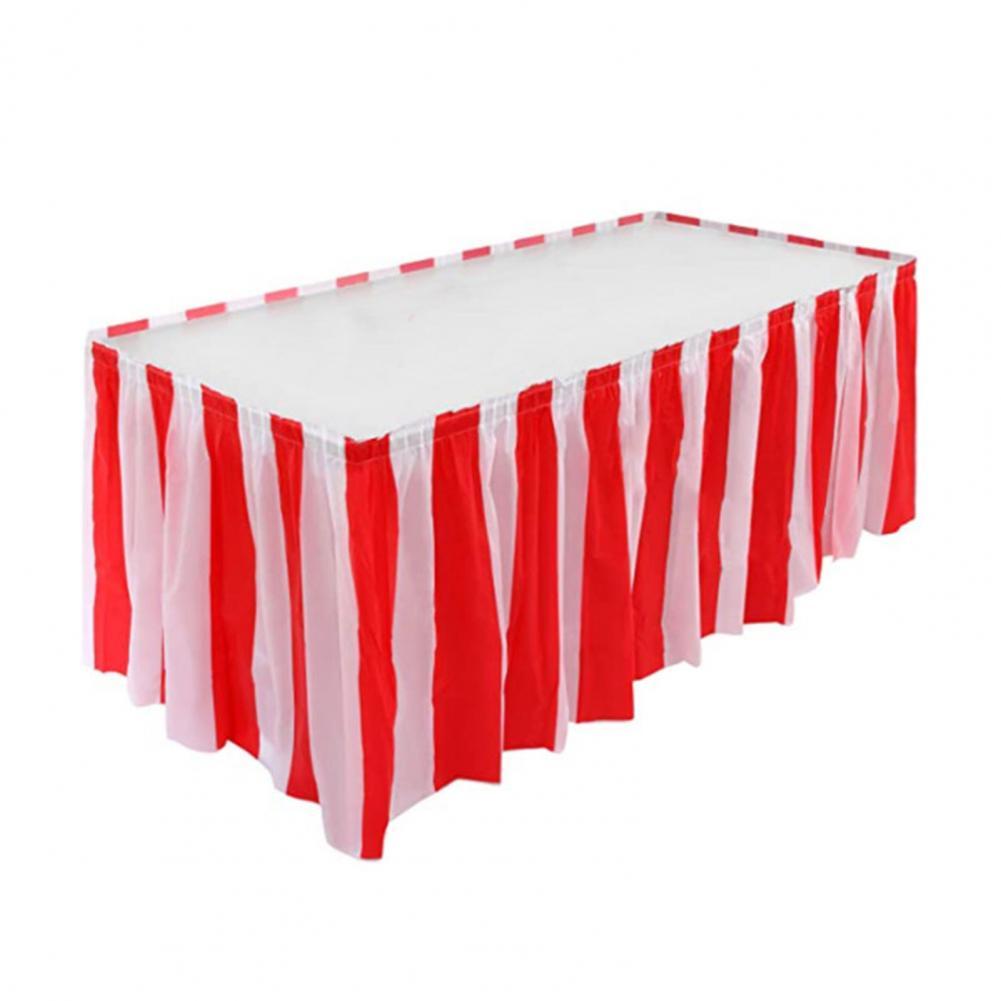 Table Skirt Anti-deform Table Skirt Cover PEVA Convenient High Stickiness Decorative Desk Cover: Red  White