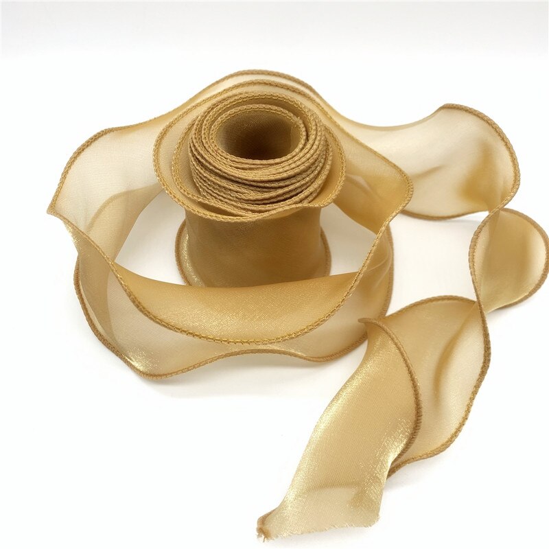 Cintas de encaje para adorno de pelo, listón Organza seda, borde ondulado de 60mm, 1 yarda/lote, tejido de costura, decoración de ropa: 08