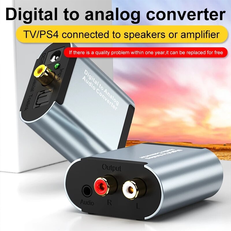 Optical Digital Stereo Audio SPDIF Toslink Coaxial Signal To Analog Converter DAC Jack 2*RCA Amplifier Decoder Adapter