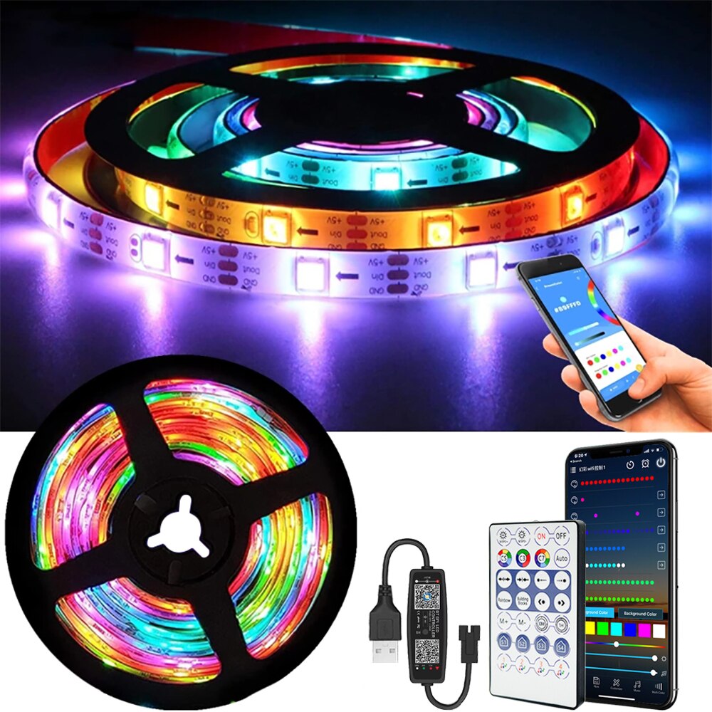 WS2812B Led Strip Verlichting Rgbic Bluetooth 1M-30M Usb Individueel Adresseerbare Smart Flexibele Tape Diode Voor Tv computer Backlight