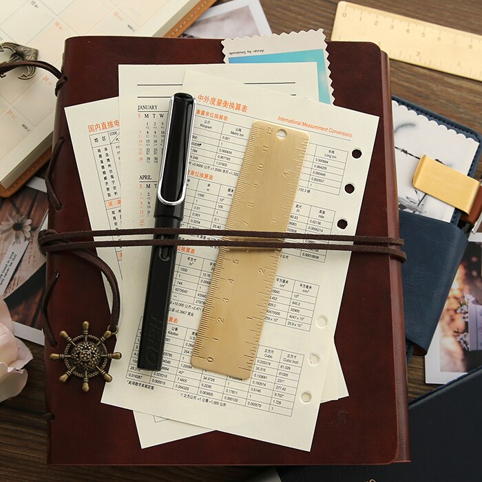 Total cuivre bricolage règle fer délicat pour Journal Filofax planificateur cahier fournitures scolaires double taille mesurée