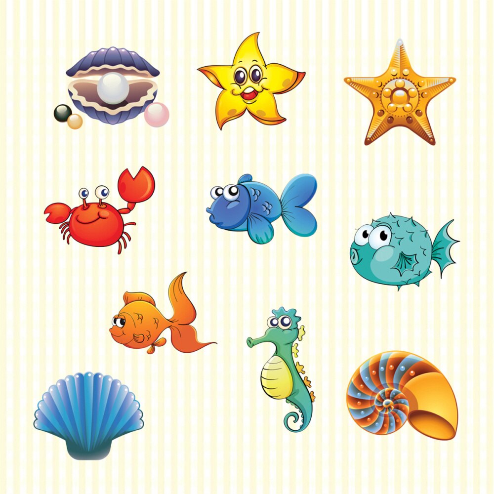 Cartoon Anti-Slip Self-adhesive Sticker Decals for Bathroom Bath Tub Shower Surfaces (Sea World Style)