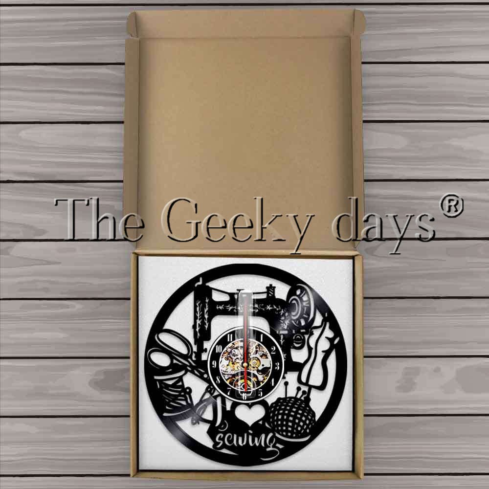 J'aime coudre vinyle Record horloge murale reloj de pared Vintage Quilting Machine à coudre horloge montre couturière femmes mère