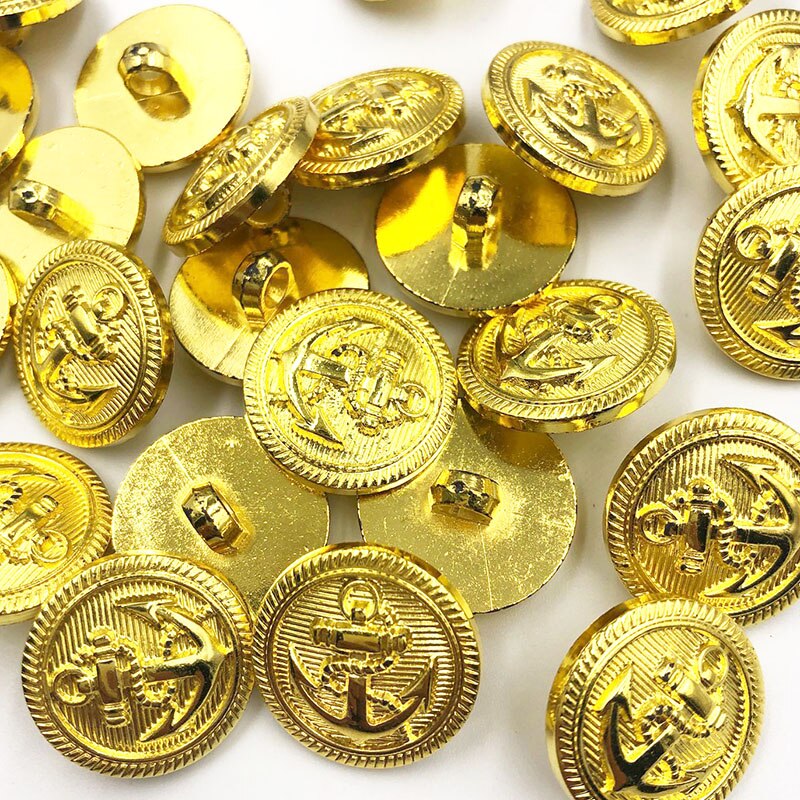 20PCS/pack 13/15/20MM Gold Anchor Buttons Plastic Sewing Accessory Shank Button Garment Clothing PT336
