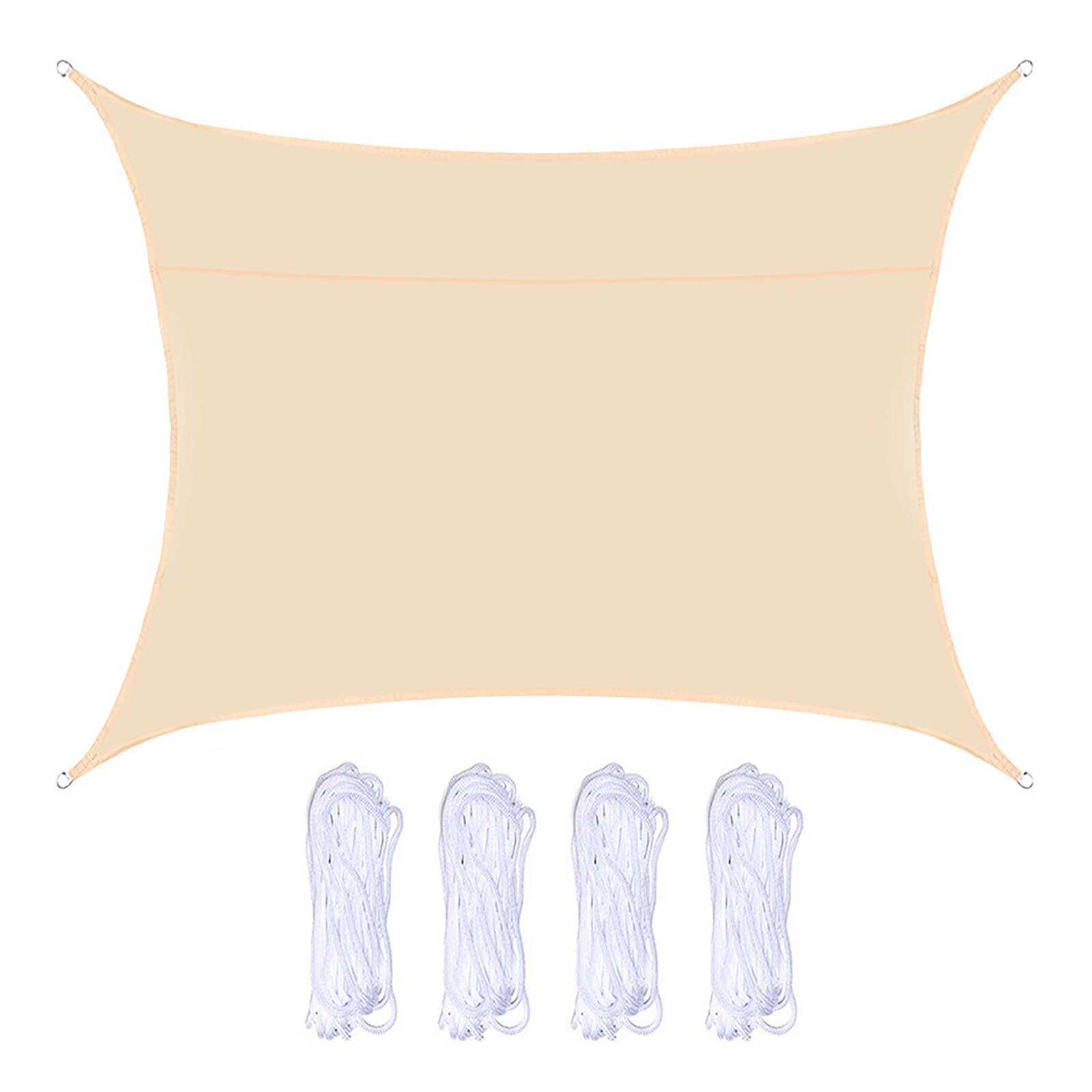 Rectangular Shade Sail UV Block Cloth Awning Sunshade Patio Canopy Anti-UV With 4 Ropes High Density Sunshades Awnings: Beige