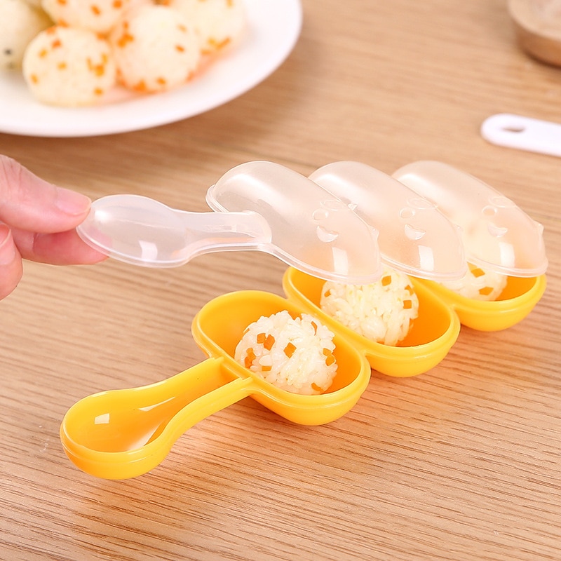 Molds for children food onigiri mold 3 small balls shake sushi mold With rice spoon rice mold kitchen tool sushi tools