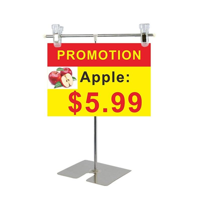 Edelstahl Anzeige-ständer T-förmigen Höer Einstellbar Poster Stand (Silber)