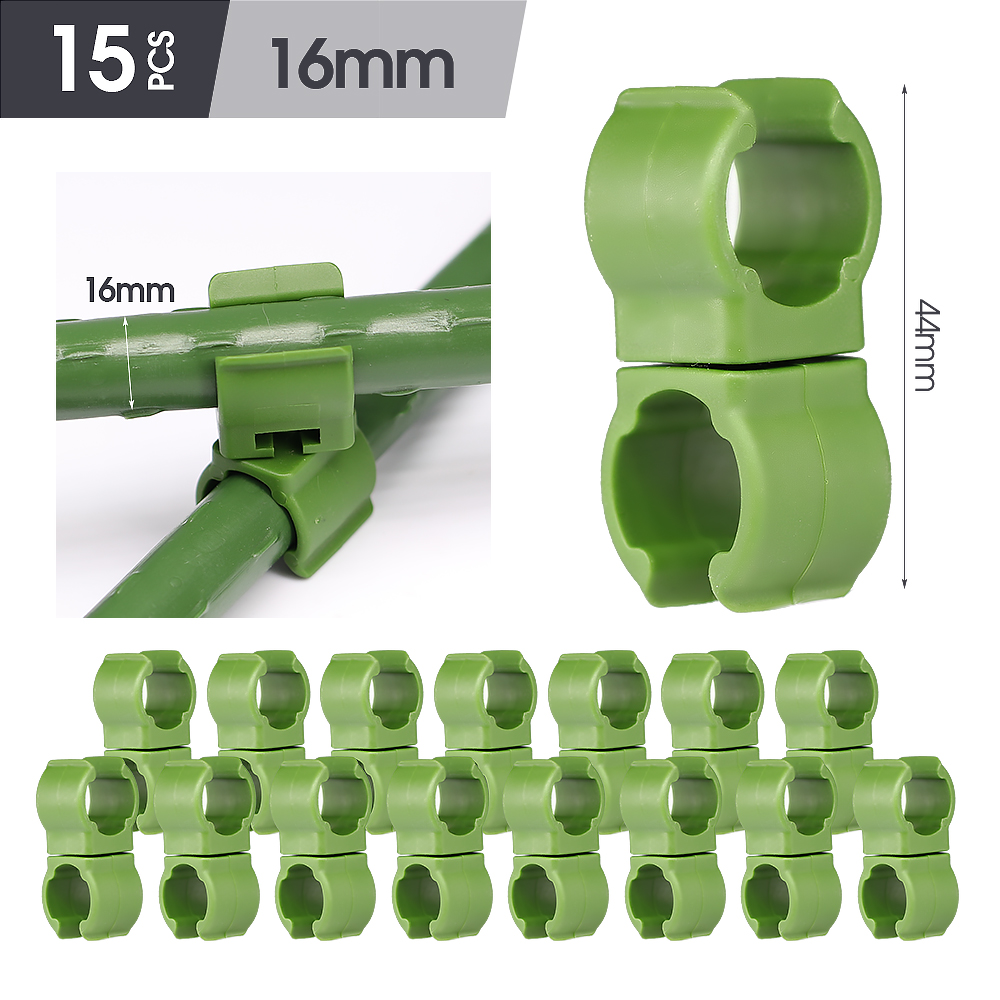 Attache en plastique 8-20mm, 15 pièces, Clip croisé de jardin pour tige de Support de plante, boucle réglable ou fixe, pince de connecteur de piquet de treillis: Or