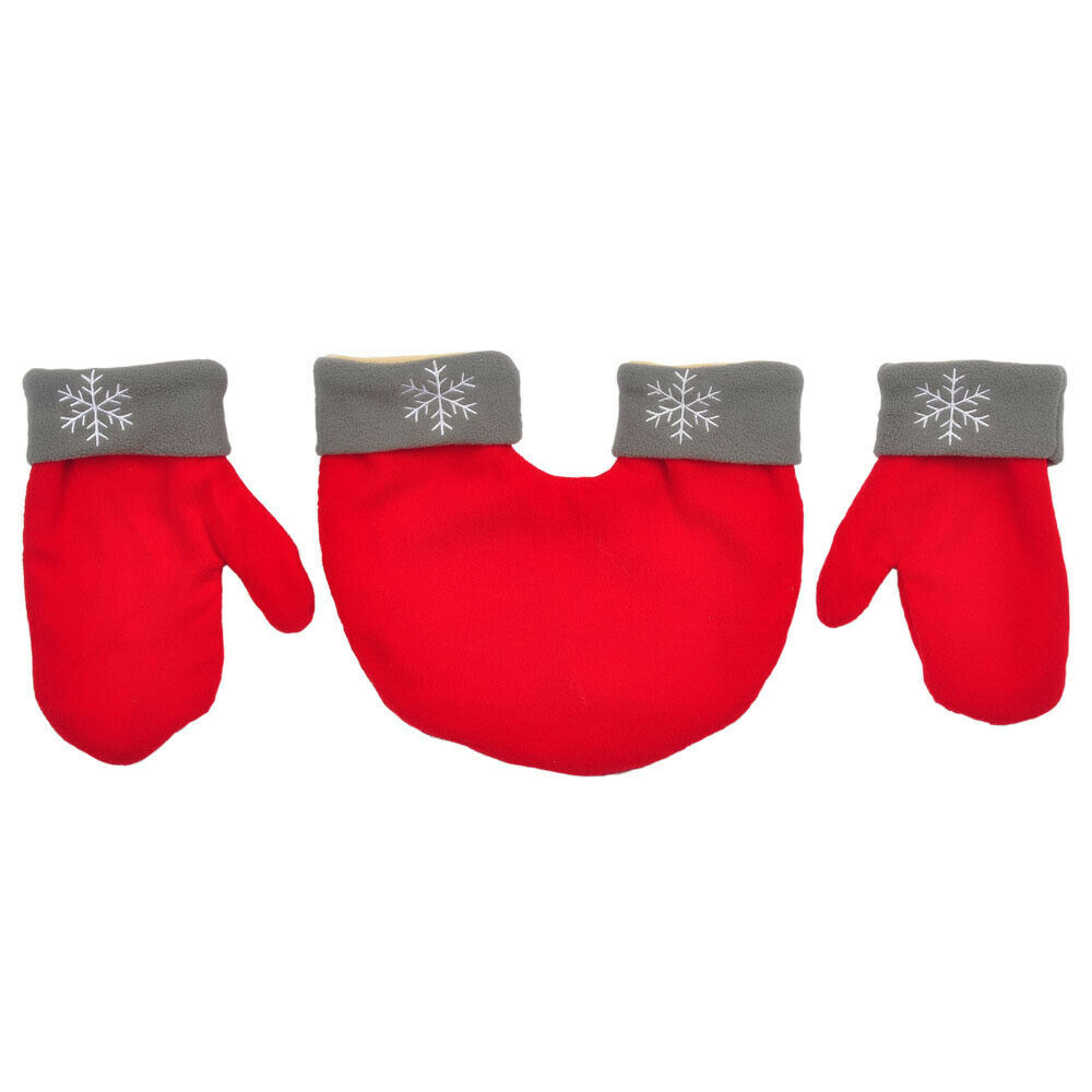 Women Men Couple Gloves Polar Fleece Lovers Winter Warm Handle Double Mittens Black Red