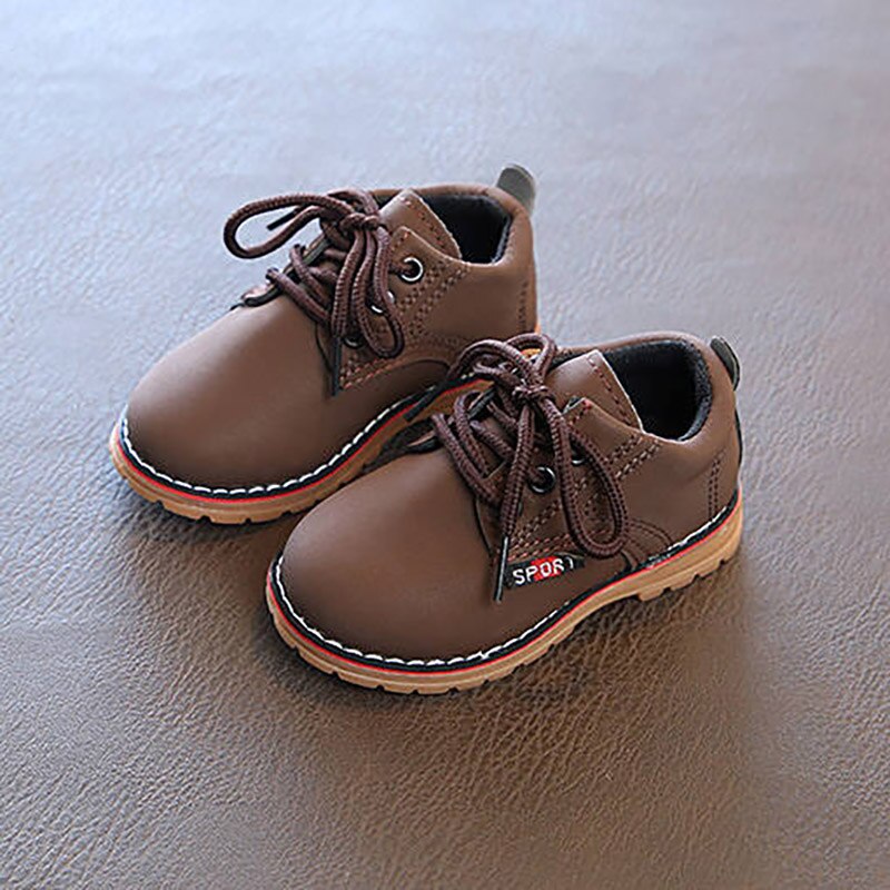 Bottes martin pour garçons vfochi pour enfants, chaussures d'extérieur antidérapantes et souples pour garçons, chaussures décontractées pour enfants, bottes en cuir unisexes pour garçons et filles: Brun / 21