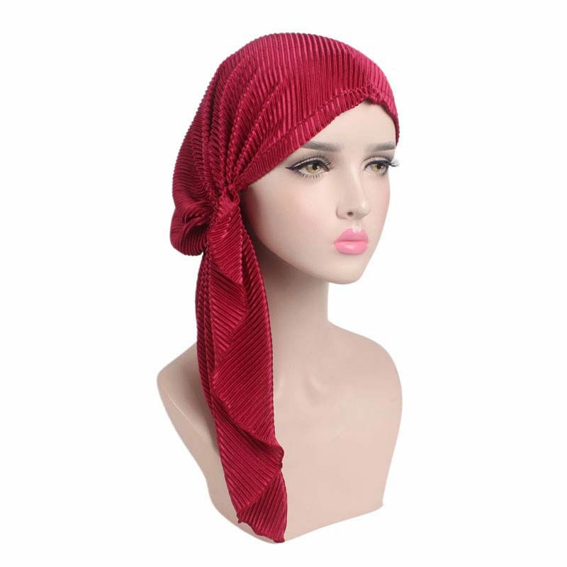 Turbante de estilo musulmán para mujer, gorro para la cabeza, accesorios para el cabello, bufanda musulmana, para la caída del cabello: Rojo