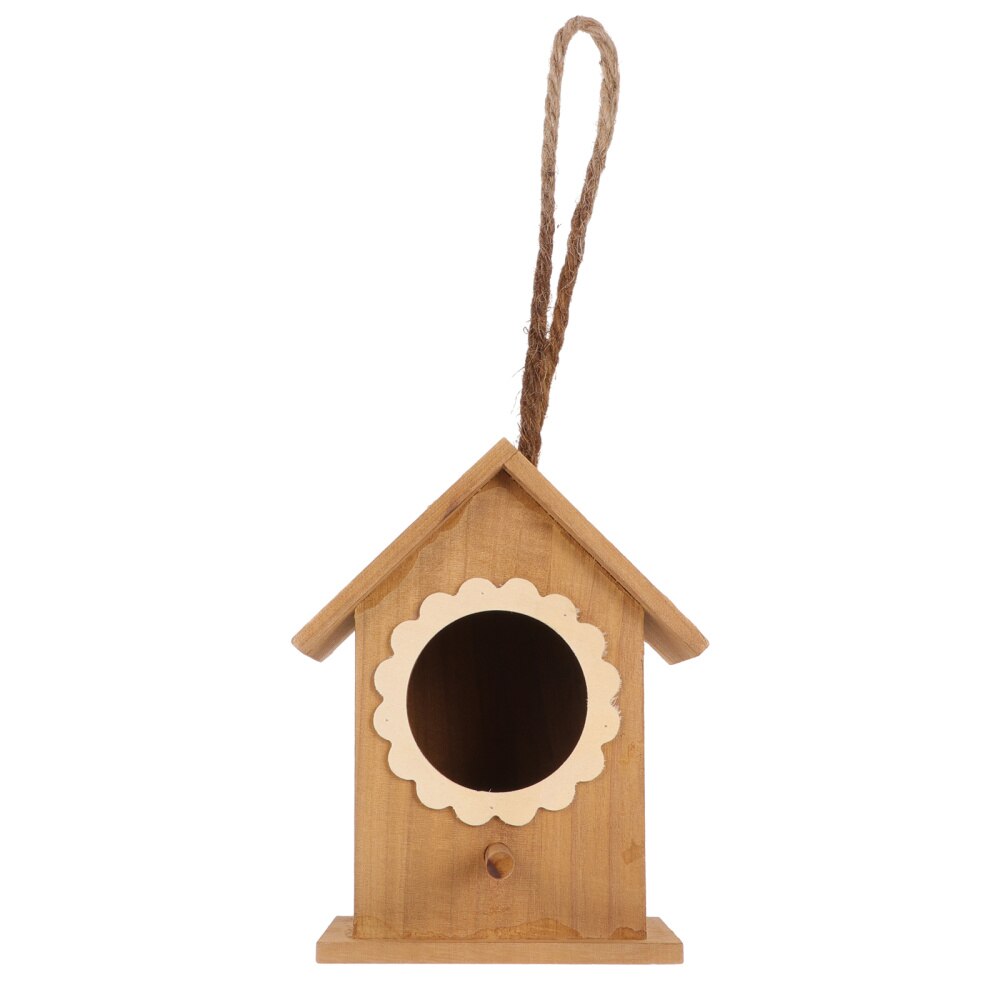 Decorative Bird House Wooden Hanging Bird Nest Bird Feeder Birdhouse: Coffee