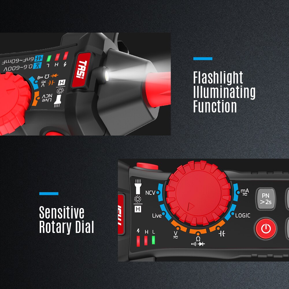 Tasi TA802A/TA802B Handheld 6000 Telt Digitale Multimeter Pen Voor Meten Dc/Ac True Rms Spanning Stroom Capaciteit meter