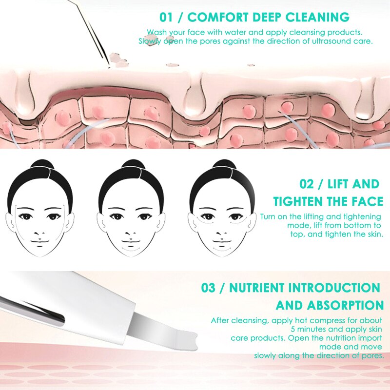Shoveling Machine CleanserSkin Scraper Blackhead Removal Pore Cleanser Facial Scraper Acne Extractor Facial Lift Deep Cleansing