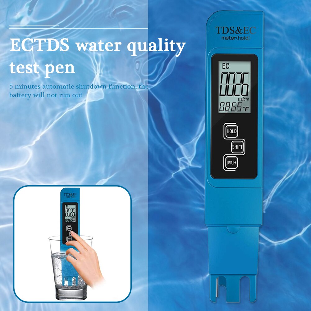 Digital 3in1 Water Tester TDS Temperature EC Meter LCD Display Ph Meter Swimming Portable Outdoor Elements