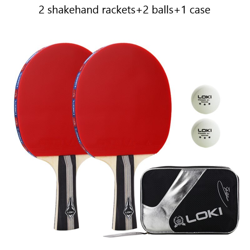 2 Stck Tischtennis Schläger Pickel-in Griff Leistungsstarke Klingeln Pong Schläger 5 Lage Holz Klinge mit Gute Kontrolle loki C3000: 2 L