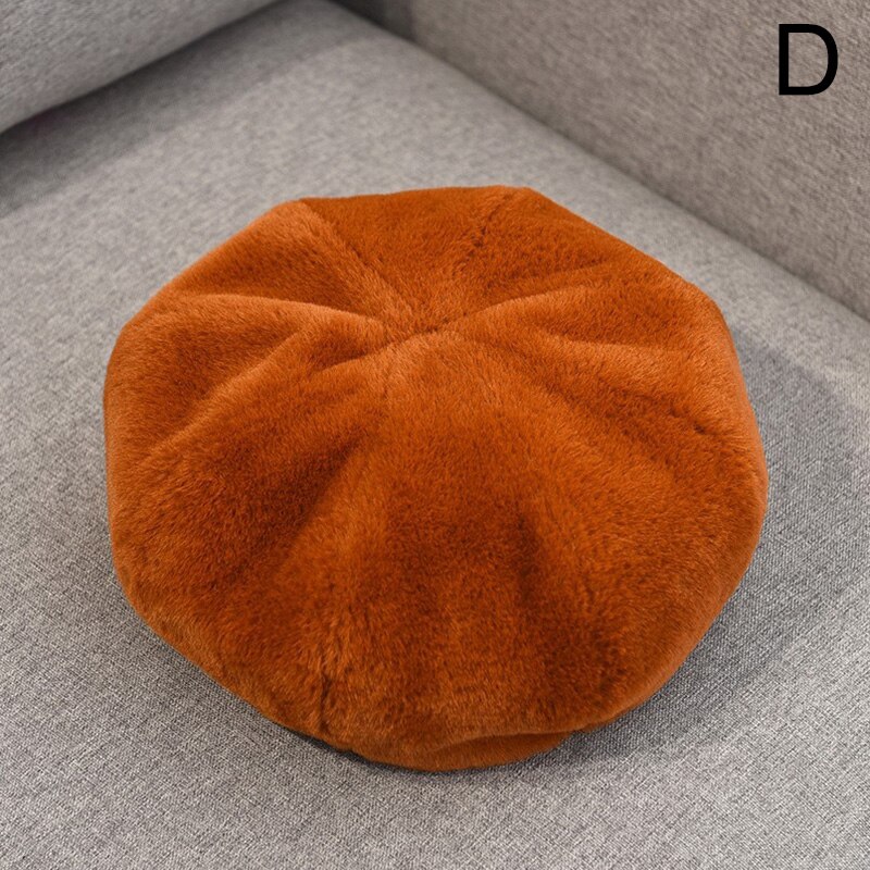 Femmes élégantes fausse fourrure bérets chapeaux décontracté couleur unie automne fille hiver coupe-vent chapeau femme Simple Vintage casquettes: D