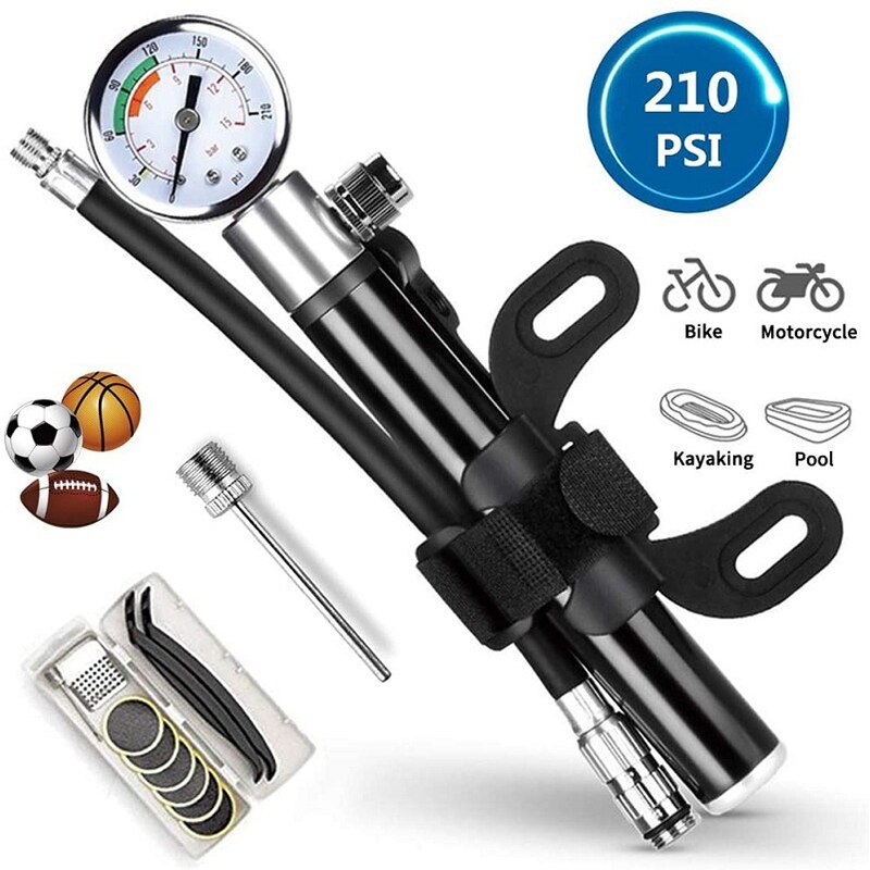 High-pressure Bicycle Pump Mountain Bike Motorcycle Basketball Multifunctional Beauty French Mouth Pump Bicycle Accessories