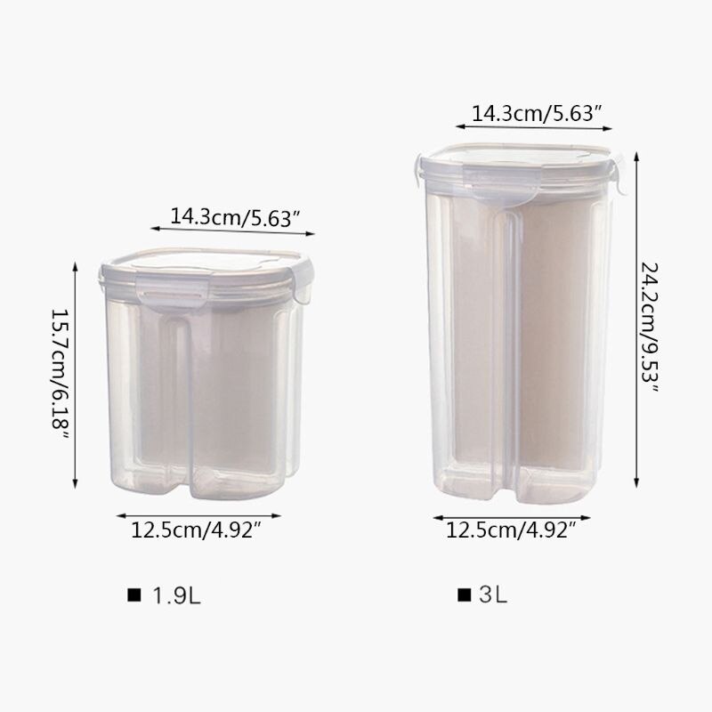2/4 gitre plastik køkken korn dispenser forseglet mel korn ris opbevaringsboks tør mad beholder krukke husholdning