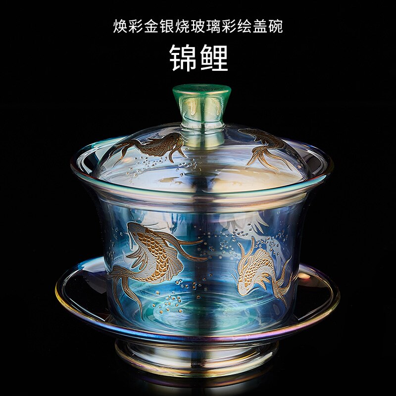 YBK Tech Théière En Verre à Fleurs Rose Bleue - 300 Ml - Petite Théière Kung Fu Cristal