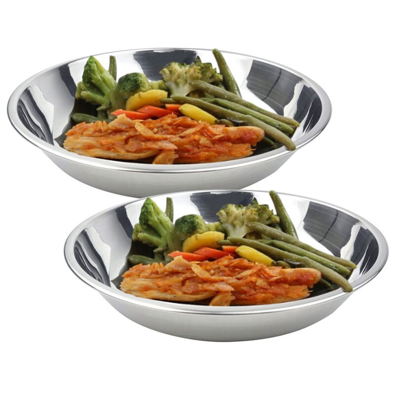 steel Dinner Plates Restaurant Gold Serving Tray Round Dessert Cake Snack Dishes Silver Storage Plate Korean Cutlery