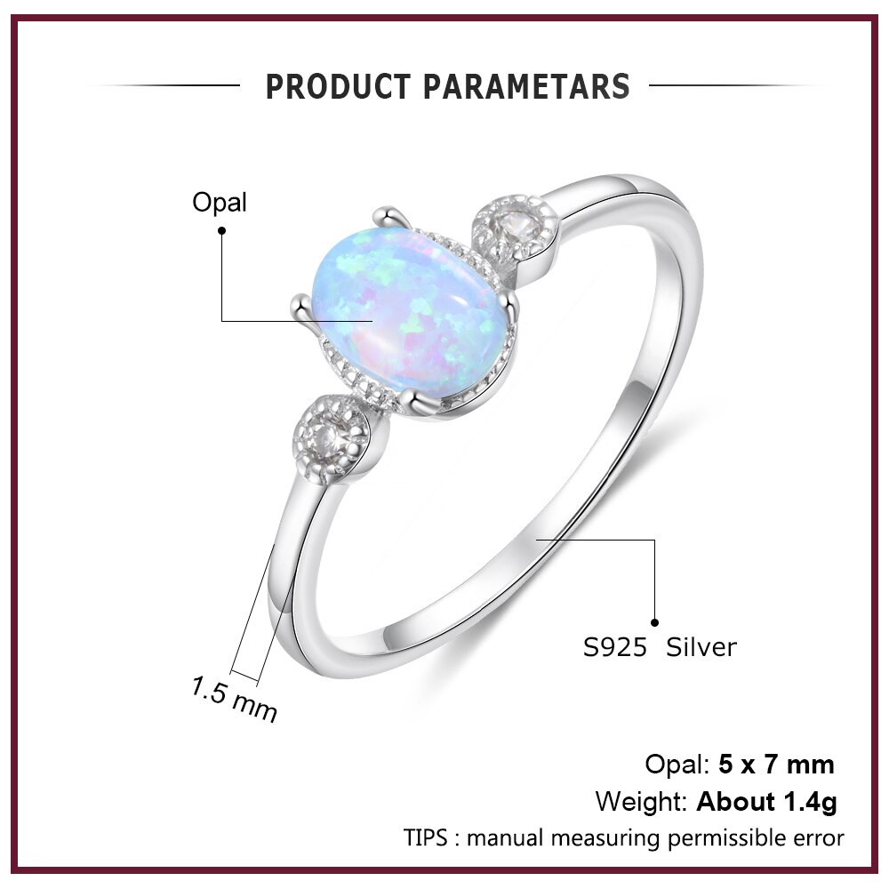 925 bague en argent Sterling opale ovale bleu pierre Zircon bagues de mariée femme bijoux de mariage argent 925 anneau (Lam Hub Fong)